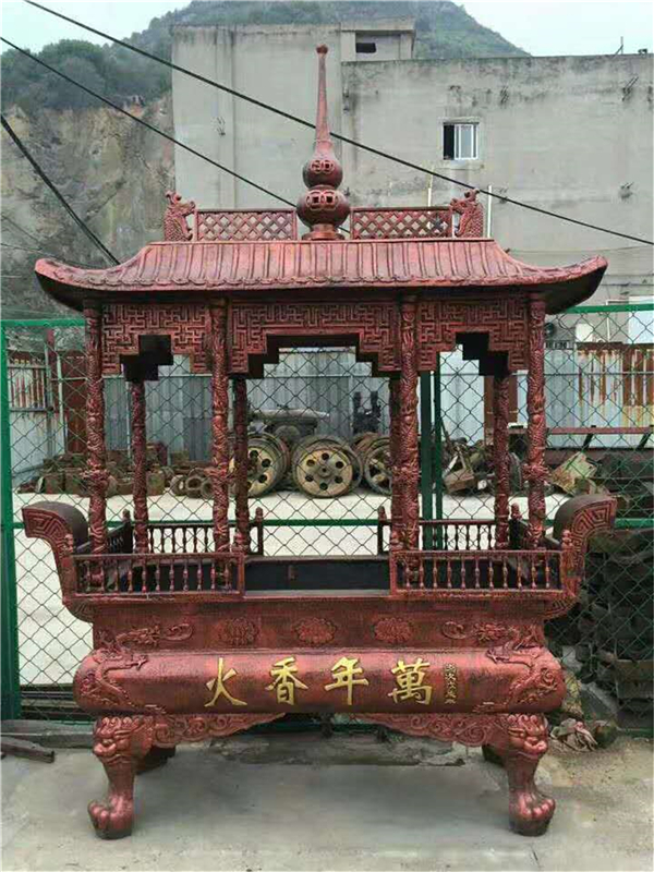 長方八龍柱香爐