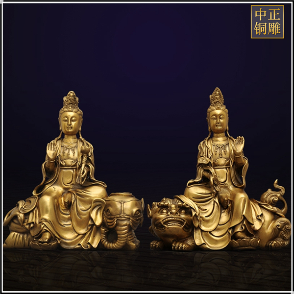 黃銅文殊普賢擺件