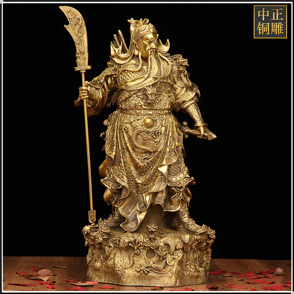 開光純銅鎏金銅關公