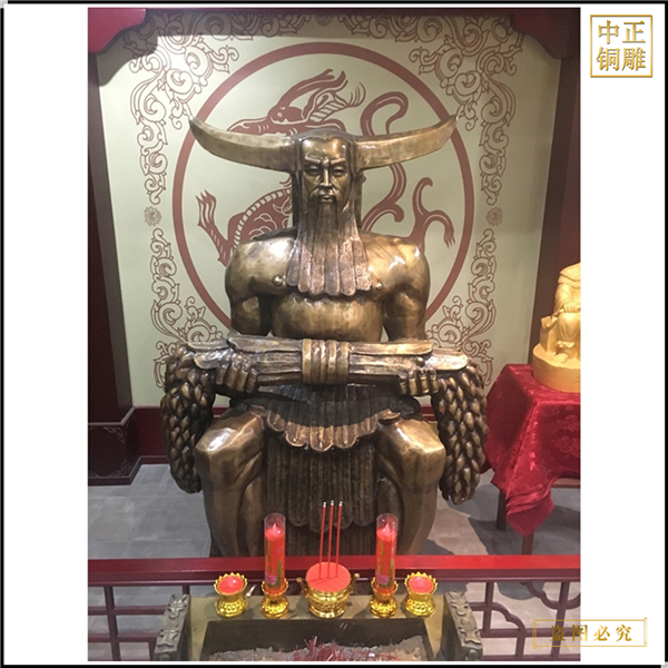 道教神農(nóng)大帝人物銅像