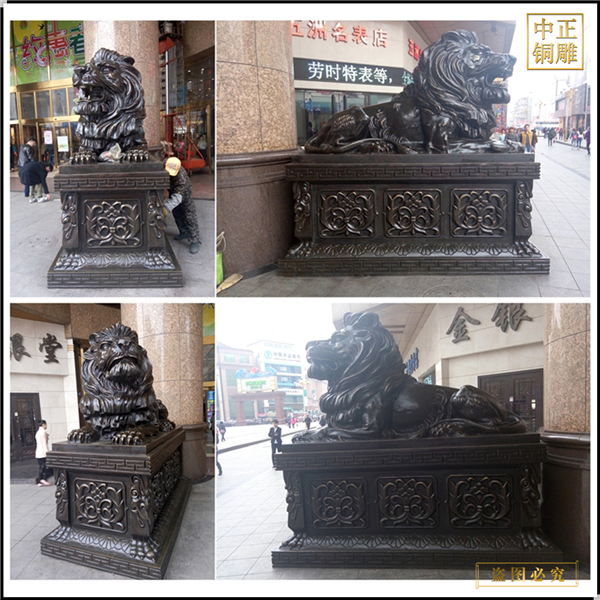 銀行門(mén)口3米銅獅子