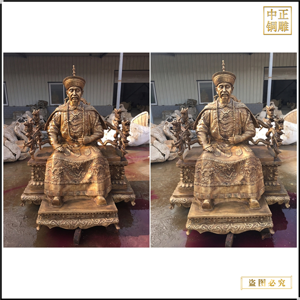大型坐像乾隆皇帝銅雕塑鑄造廠家