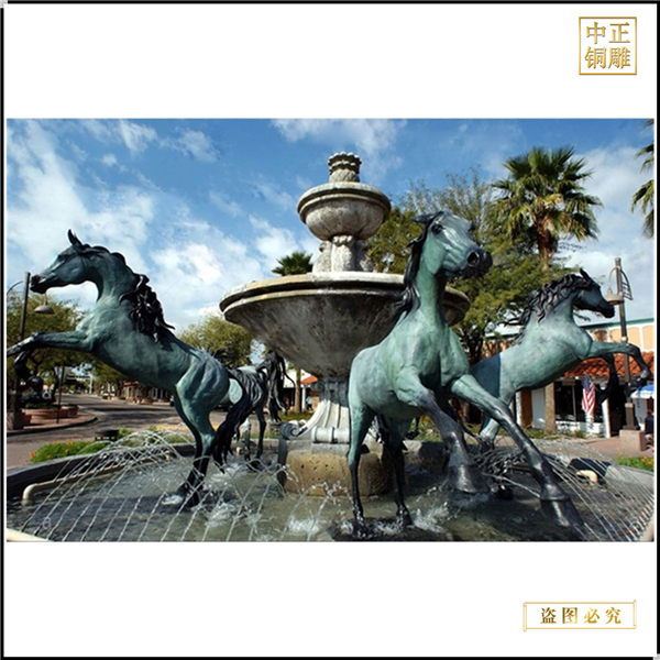 小區景觀銅馬噴泉雕塑