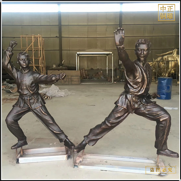 現代跆拳道人物銅雕塑