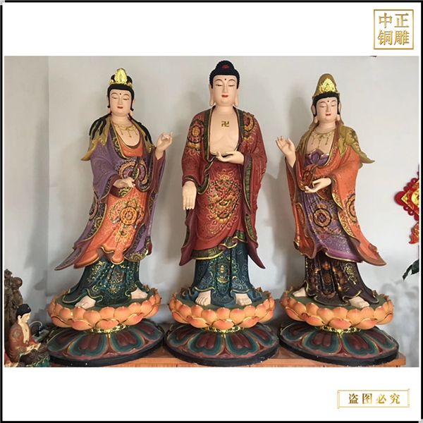 批發1米6站西方三圣銅佛像