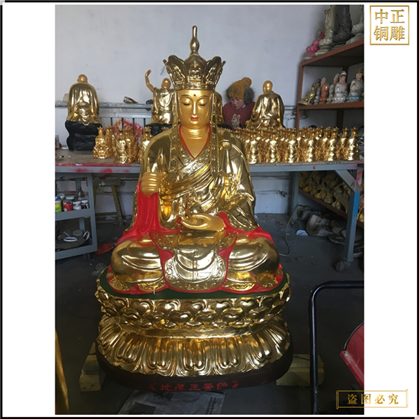 寺廟鎏金地藏王銅佛像定制