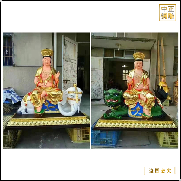 銷售寺廟文殊普賢菩薩銅佛像