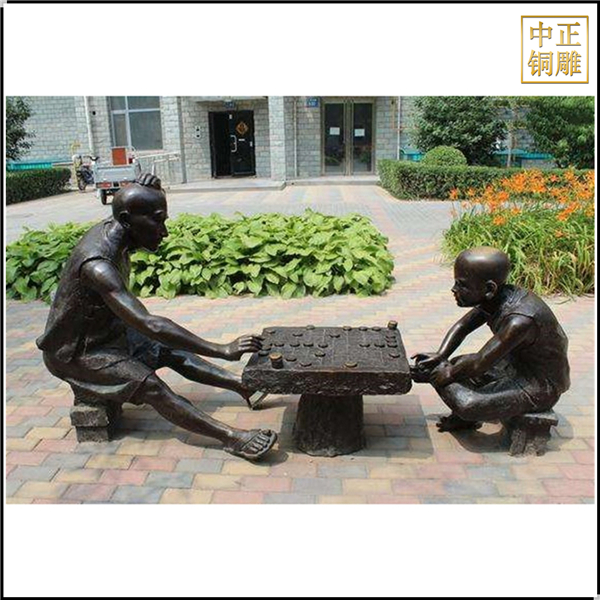 爺孫下象棋雕塑