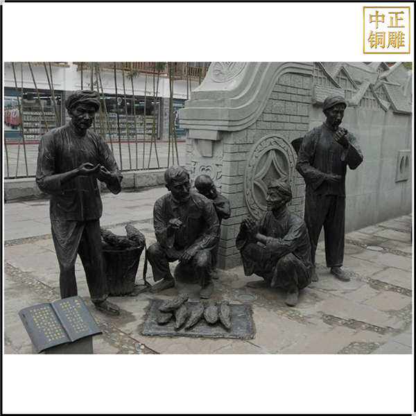 賣東西人物銅雕塑