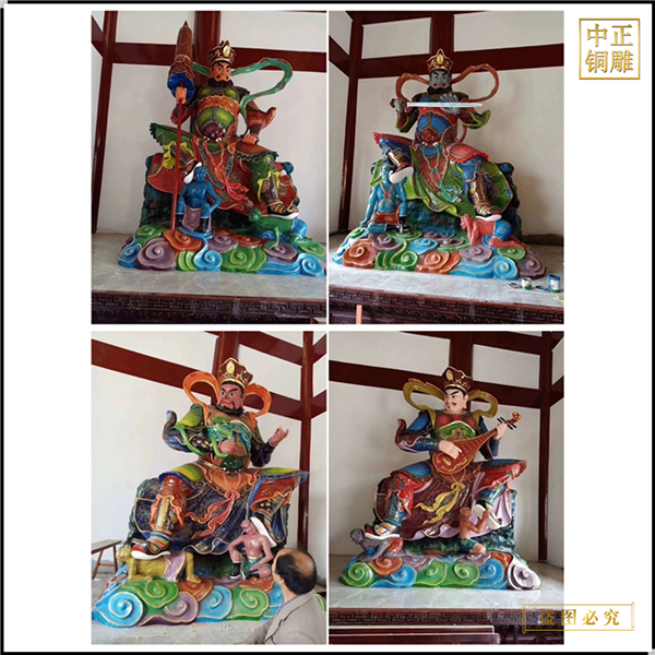 大型彩繪四大天王銅佛像定做